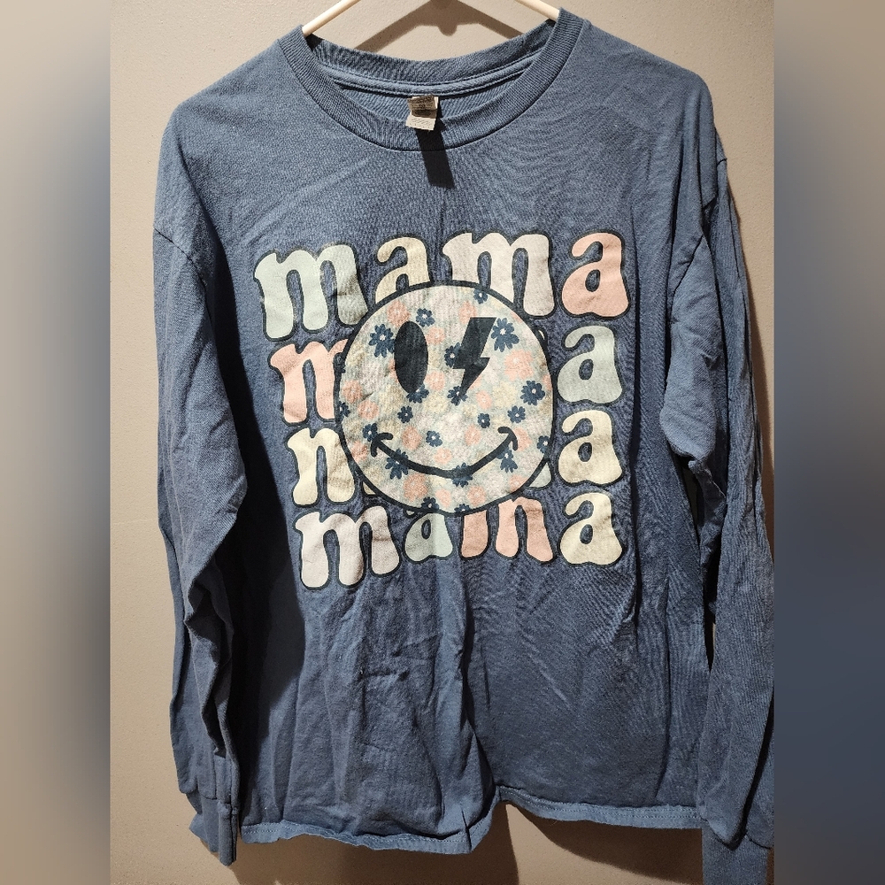 Gildan Blue Long Sleeve Tee with Graphic Design